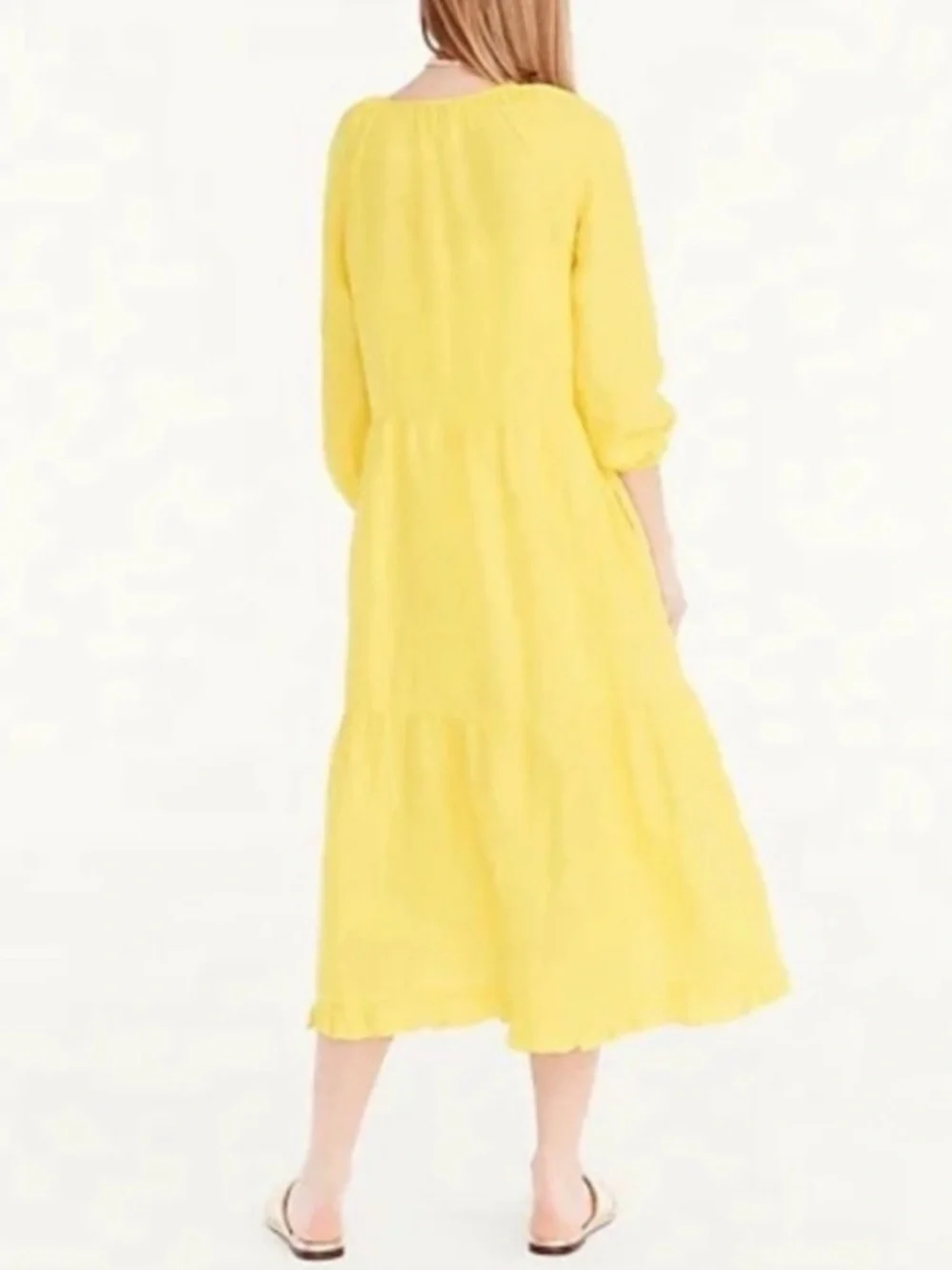 J CREW Chavez Tiered Linen Midi Dress SZ L/XL ~ NWT